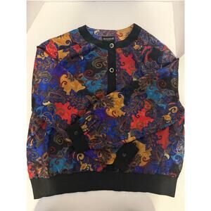 Vintage Notations Top Womens 18W Paisley Satin Blouse 90s
